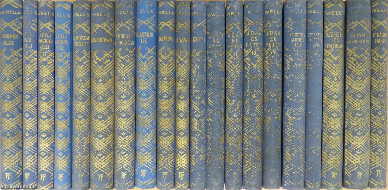 "20 kötet a H. G. Wells művei sorozatból (nem teljes sorozat)"