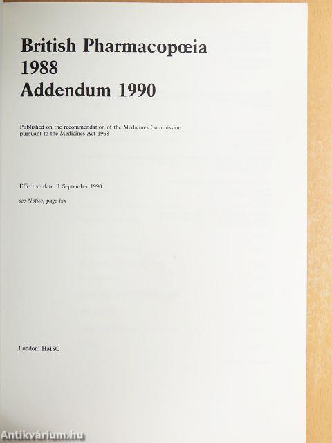 British Pharmacopoeia 1988 - Addendum 1990