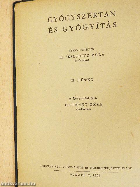 Gyógyszertan és gyógyítás II.