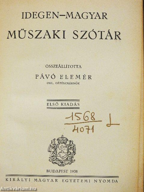 Idegen-magyar műszaki szótár