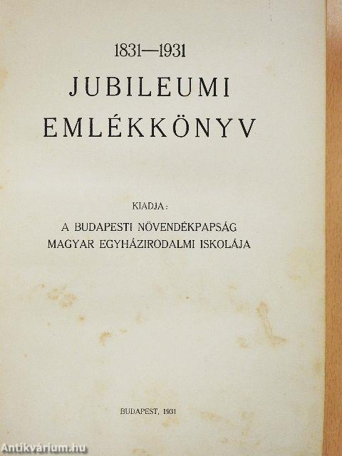 1831-1931 jubileumi emlékkönyv