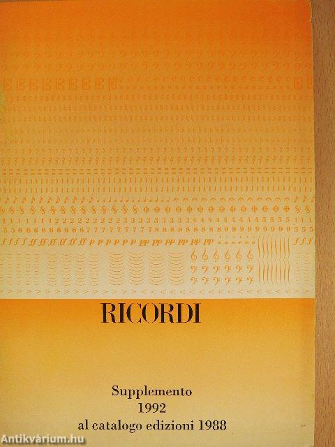 Supplemento 1992 al catalogo edizioni 1988