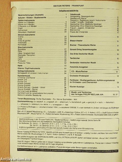 Edition Peters Katalog 1994/95