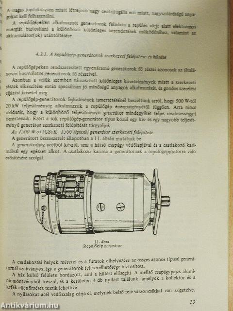 Repülőgépek villamosgépei és szerelvényei I.