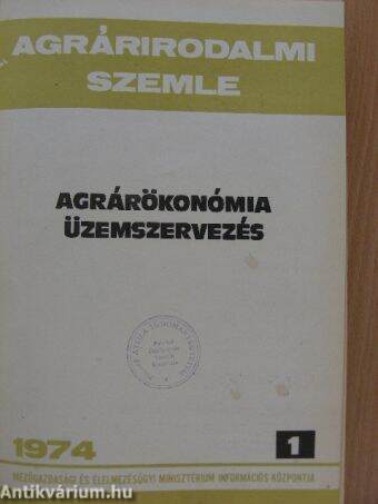 Agrárirodalmi Szemle 1974. (nem teljes évfolyam)