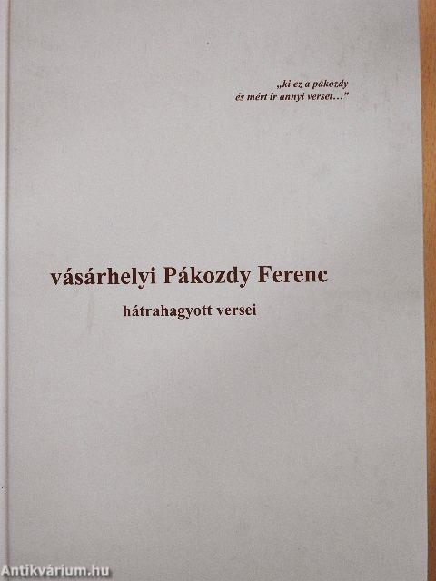 vásárhelyi Pákozdy Ferenc hátrahagyott versei