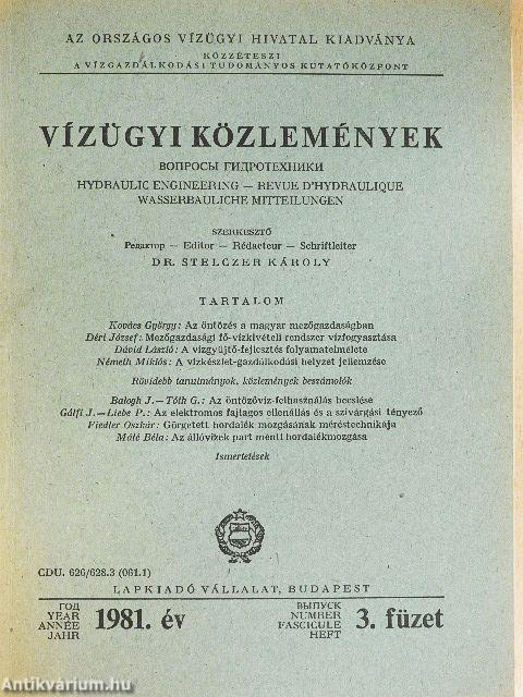 Vízügyi Közlemények 1981/3.