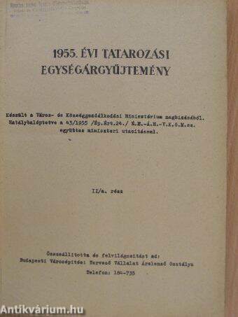 1955. évi tatarozási egységárgyűjtemény II/a.