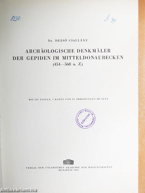 Archäologische Denkmäler der Gepiden im Mitteldonaubecken