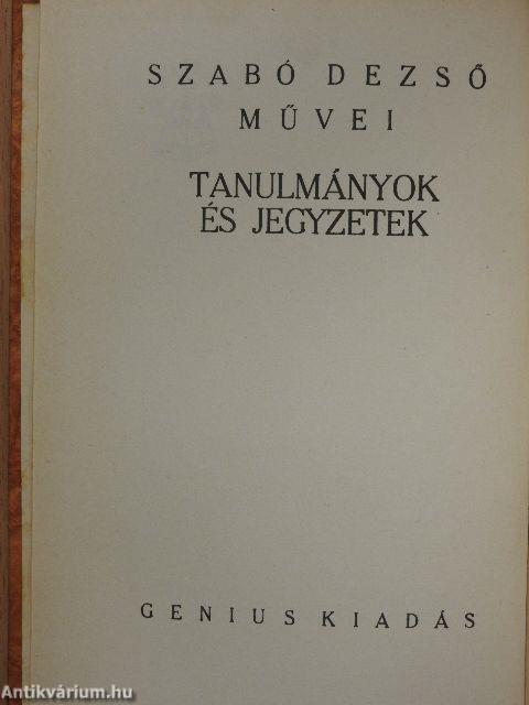 Tanulmányok és jegyzetek