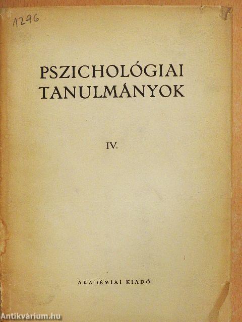 Pszichológiai tanulmányok IV.