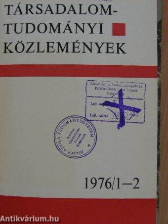 Társadalomtudományi Közlemények 1976/1-4.