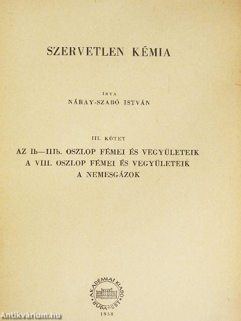 Szervetlen kémia III.