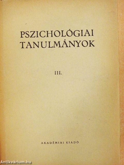 Pszichológiai tanulmányok III.