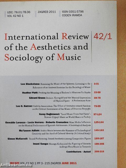 International Review of the Aesthetics and Sociology of Music - June 2011
