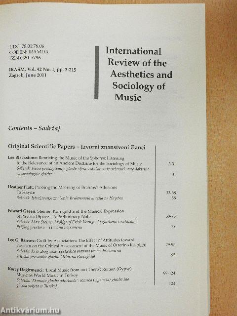 International Review of the Aesthetics and Sociology of Music - June 2011