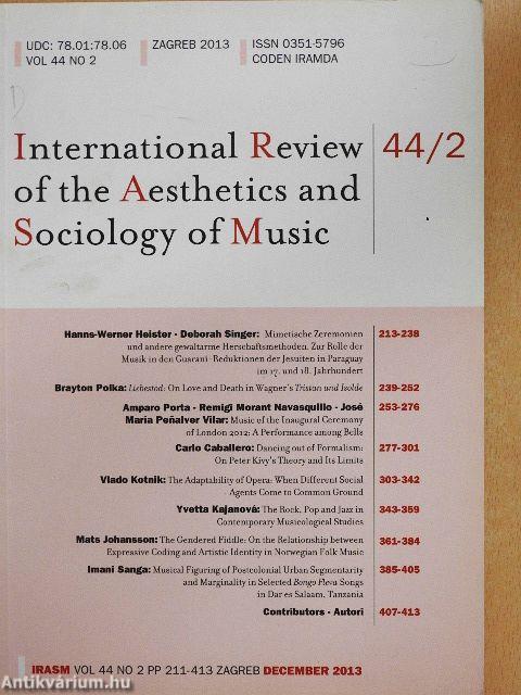 International Review of the Aesthetics and Sociology of Music - December 2013