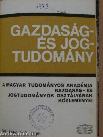 Gazdaság- és Jogtudomány 1973/1-4.