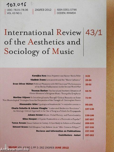 International Review of the Aesthetics and Sociology of Music - June 2012