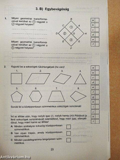 Matematika 7. Felmérő feladatsorok