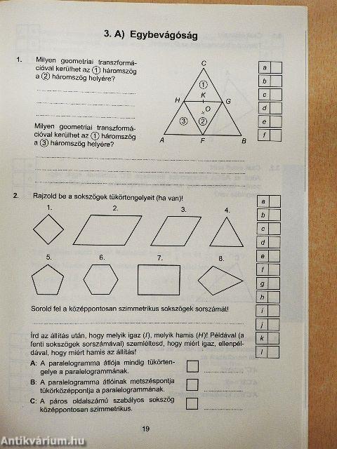 Matematika 7. Felmérő feladatsorok