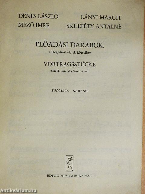 Előadási darabok a Hegedűiskola II. kötetéhez