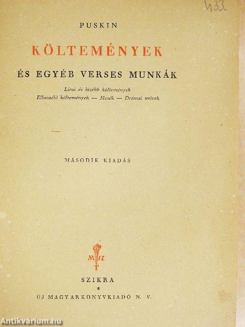 Költemények és egyéb verses munkák
