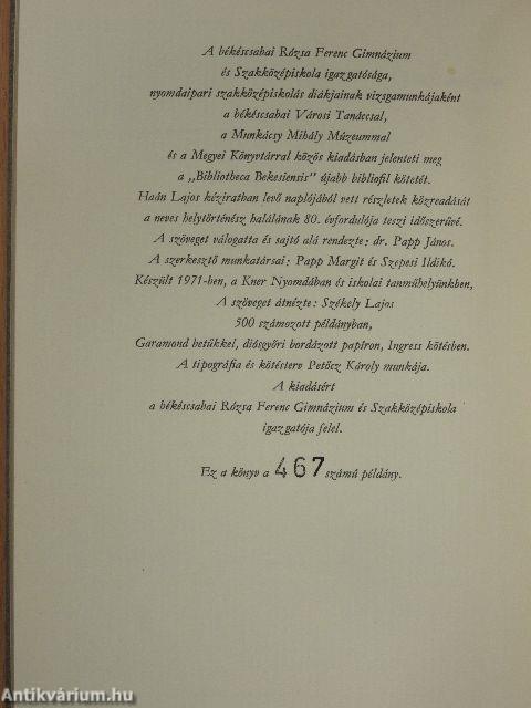 Haán Lajos naplója