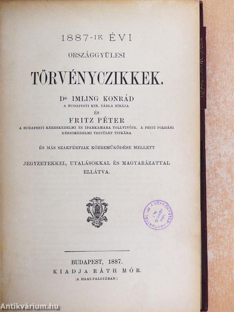 1887-ik évi országgyülési törvényczikkek
