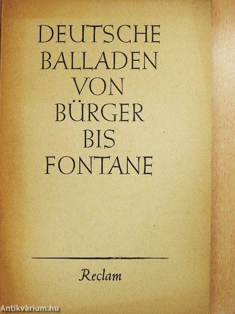 Deutsche Balladen von Bürger bis Fontane