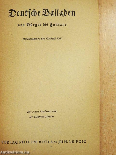 Deutsche Balladen von Bürger bis Fontane