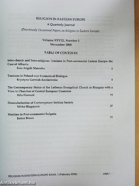 Religion in Eastern Europe February 2008
