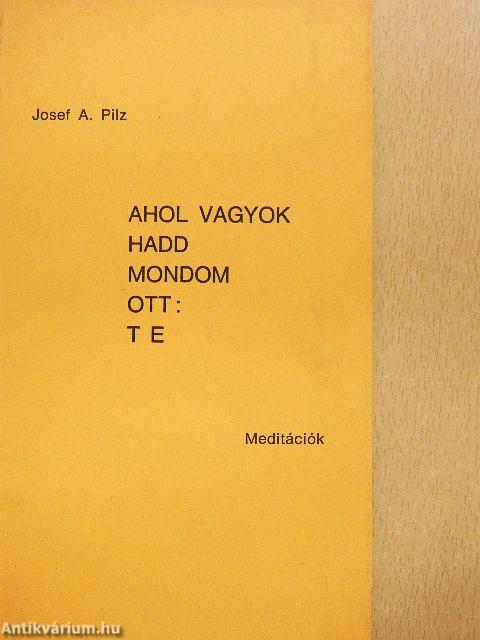 Ahol vagyok hadd mondom ott: Te