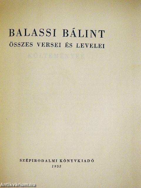 Balassi Bálint összes versei és levelei