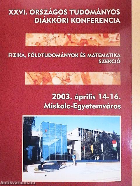 XXVI. Országos tudományos diákköri konferencia