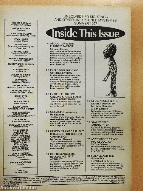 Unsolved UFO Sightings and Other Unexplained Mysteries Summer 1997