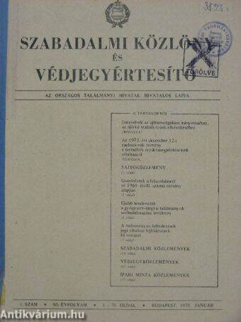 Szabadalmi Közlöny és Védjegyértesítő 1975. január-december