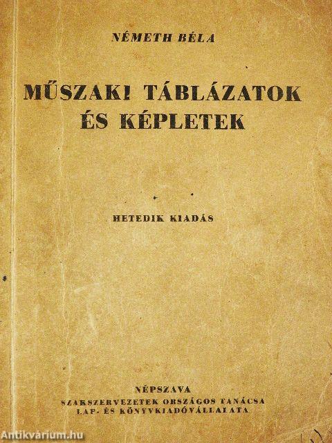 Műszaki táblázatok és képletek