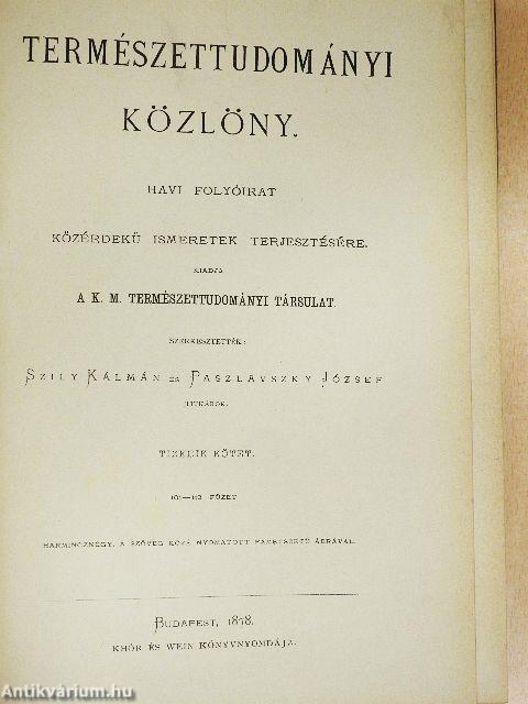 Természettudományi Közlöny 1878. január-december