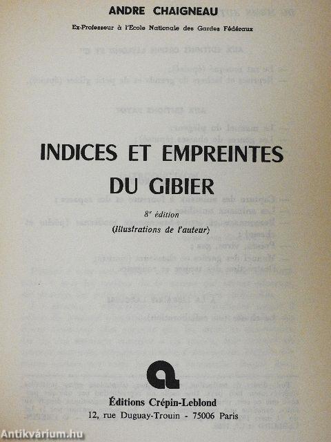 Indices et Empreintes du Gibier