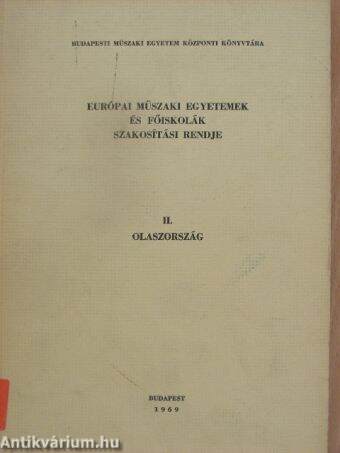 Európai műszaki egyetemek és főiskolák szakosítási rendje II.