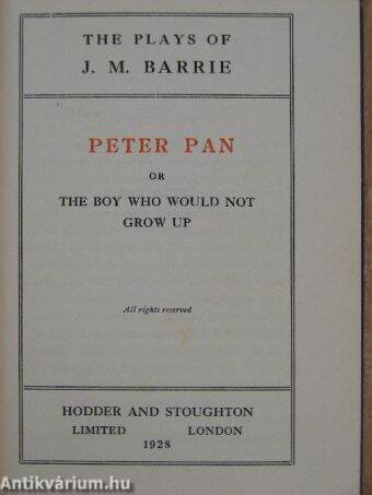 Peter Pan or the Boy who would not Grow Up