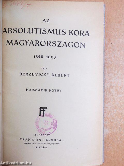 Az absolutismus kora Magyarországon III. (töredék)