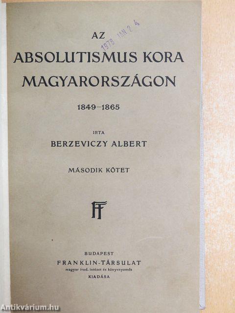 Az absolutismus kora Magyarországon II. (töredék)