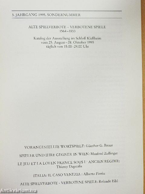 Alte Spielverbote - Verbotene Spiele 1564-1853