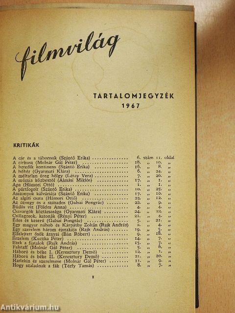 Filmvilág 1967. január-december