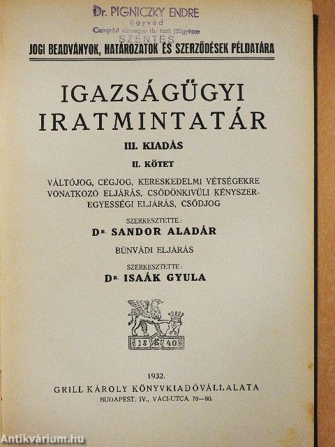 Igazságügyi iratmintatár II.