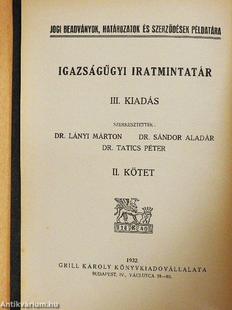 Igazságügyi iratmintatár II.