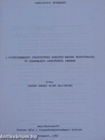 A növénytermelési statisztikai analizis magyar tapasztalatai és alkalmazási lehetőségei Irakban