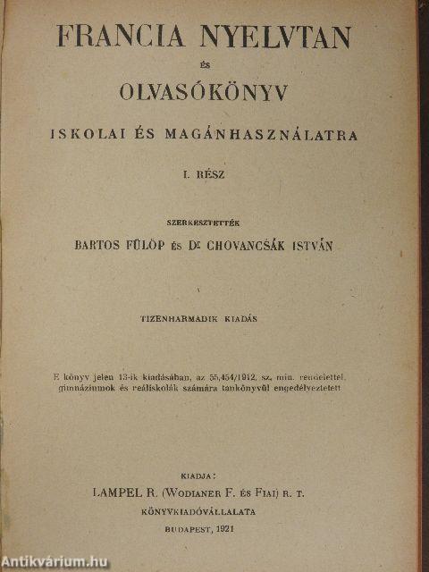 Gyakorlati francia nyelvkönyv I./Francia nyelvtan és olvasókönyv I./Francia nyelvtan II.